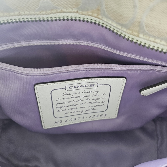 Coach Silver and Cream Tote with Leather Material and Adjustable Strap - Picture 4 of 4